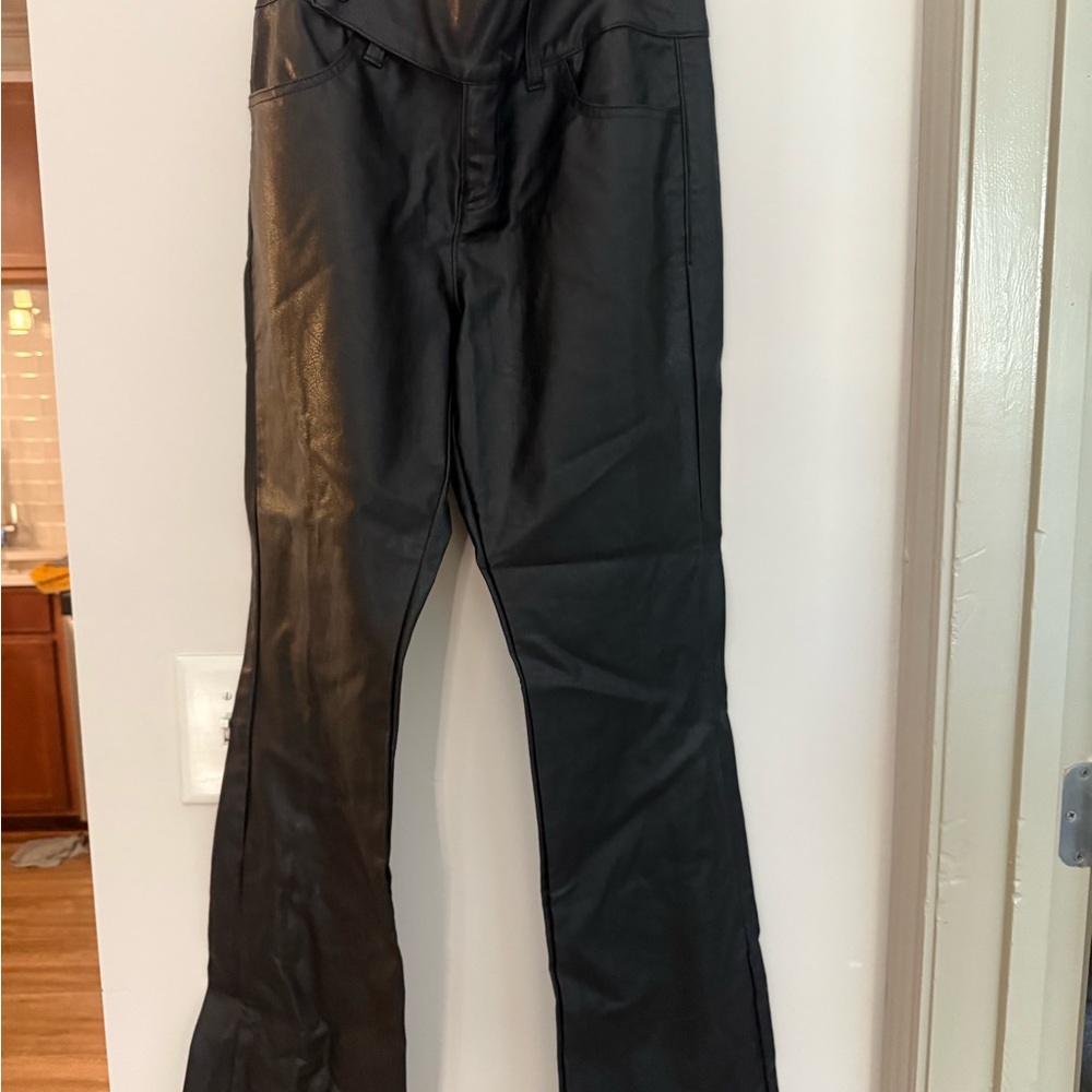 Urban Outfitters Black Faux Leather Flared Pants